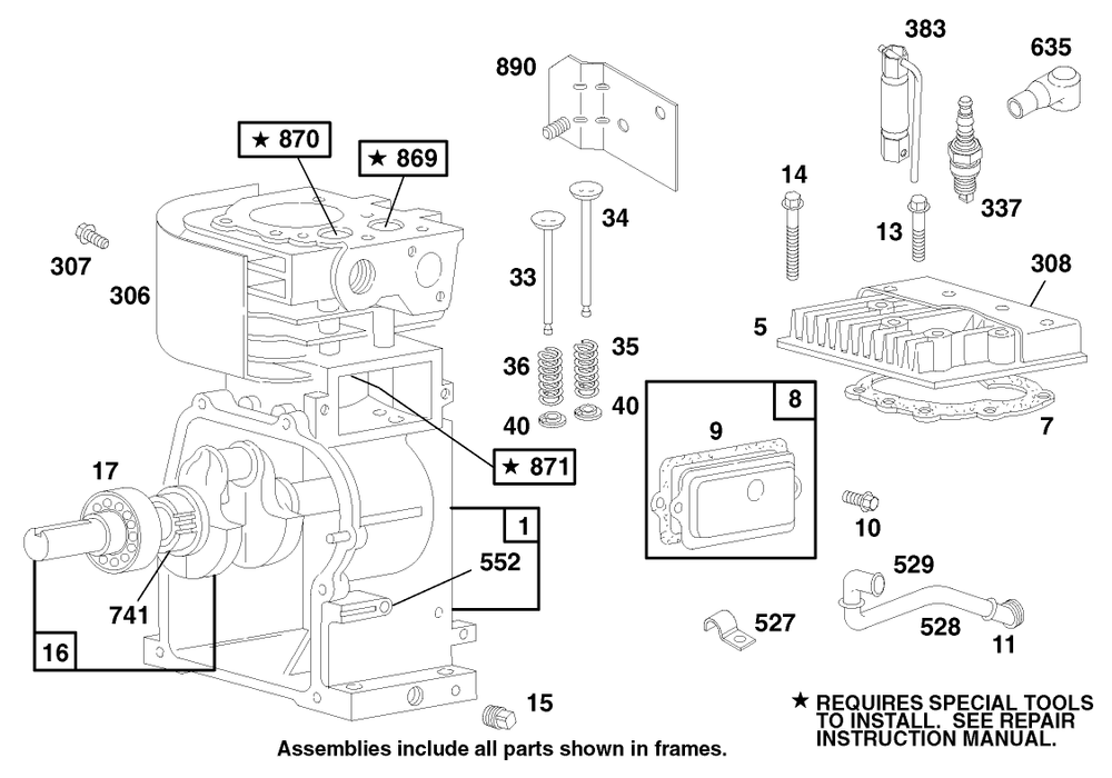 Engine Briggs & Stratton Model 13202-0263-01 Diagram and Parts List for 62924 7900001 - 7999999 Toro Leaf Blower / Vacuum