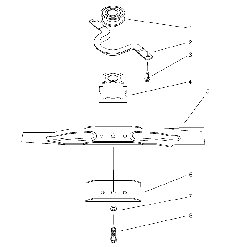Blade Assembly Diagram and Parts List for 20808 7900001 - 7999999 Toro Lawn Mower
