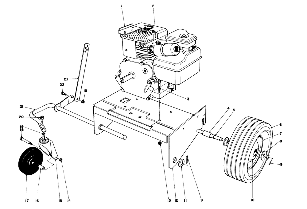 Engine And Base Assembly Diagram and Parts List for 62933 4000001 - 4999999 Toro Leaf Blower / Vacuum