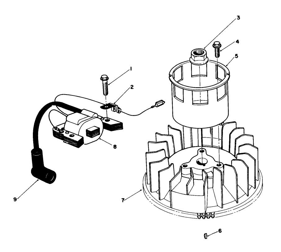 Magneto & Flywheel Assembly (Model No. Vmh7) Diagram and Parts List for 20526C 8000001 - 8999999 Toro Lawn Mower