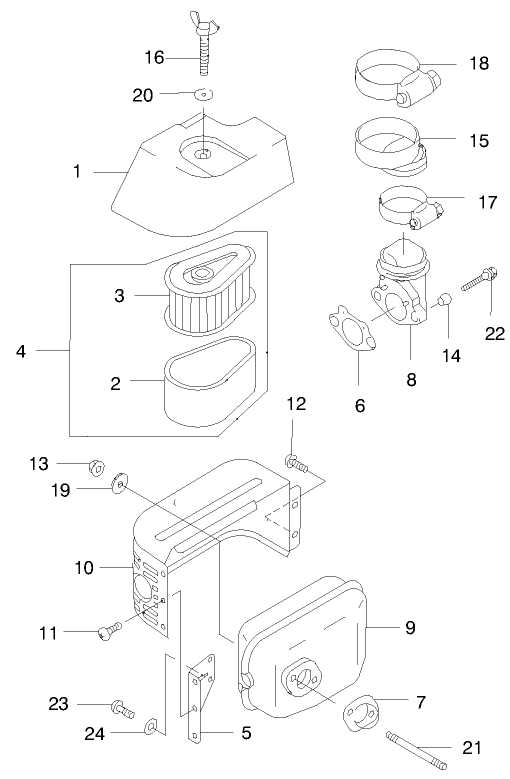 Air Filter/Muffler Diagram and Parts List for 22172 9900001 - 9999999 Toro Lawn Mower