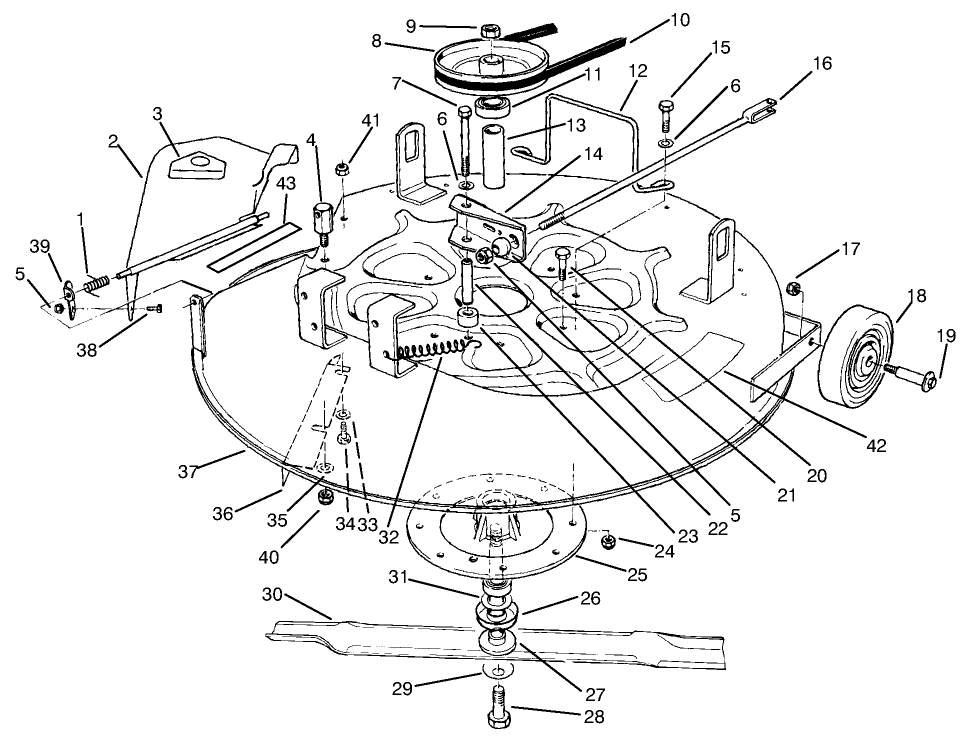 Cutting Unit Assembly Diagram and Parts List for 70060 59000001 - 59999999 Toro Lawn Tractor