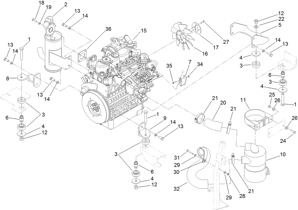 Engine, Exhaust And Air Intake Assembly Diagram and Parts List for 74264TE 403138013-404319999 Toro Lawn Mower