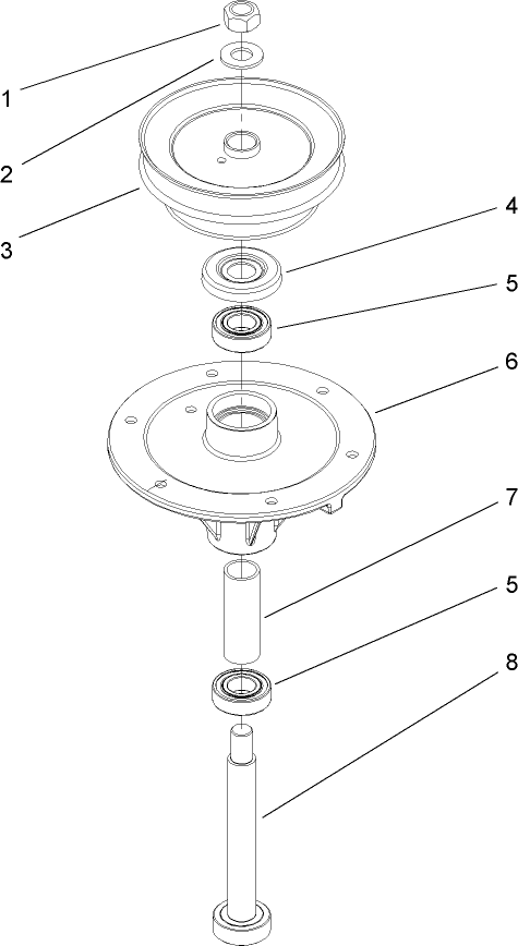 Spindle Assembly 2 Diagram and Parts List for 38494 (290000001-290999999)(2009) Toro Lawn Mower