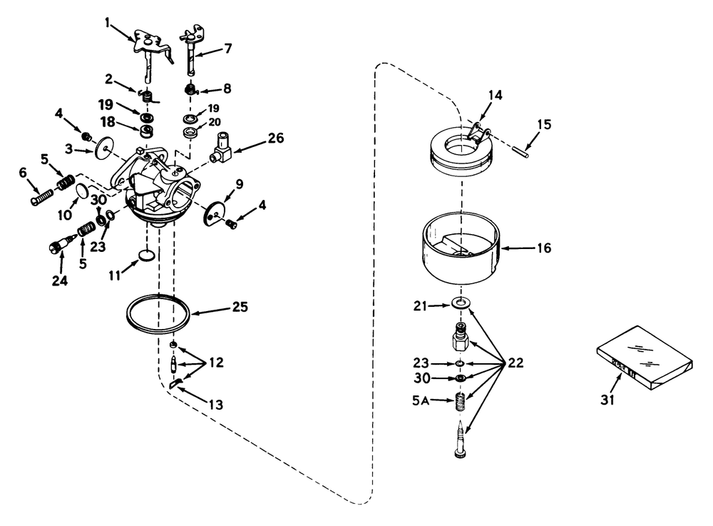 Carburetor No. 631449 Diagram and Parts List for 56125 4000001 - 4999999 Toro Lawn Tractor