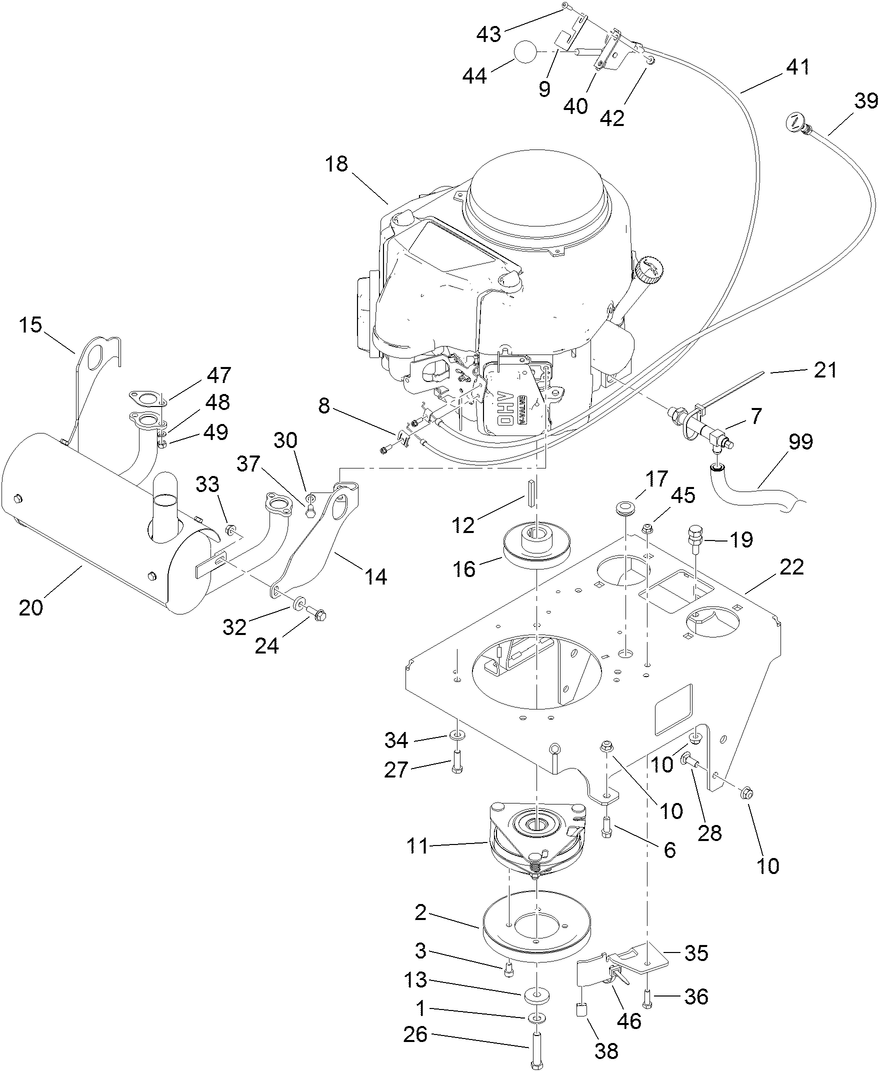 Engine Assembly Diagram and Parts List for 74534TE (312000001-312999999)(2012) Toro Lawn Mower