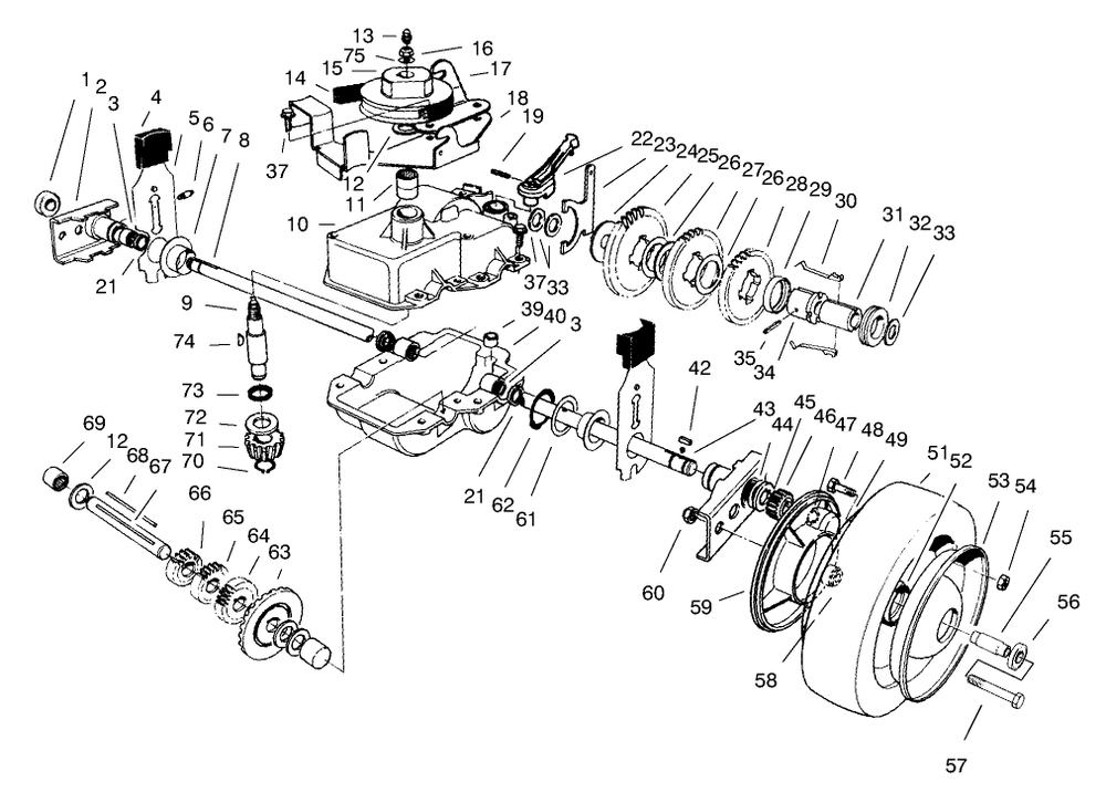 Gear Case Assembly Diagram and Parts List for 22043 8900001 - 8999999 Toro Lawn Mower