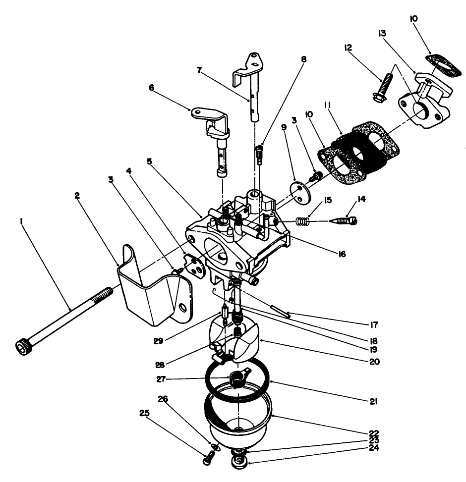 Carburetor Assembly Diagram and Parts List for 38180 8000001 - 8999999 Toro Snow Blower