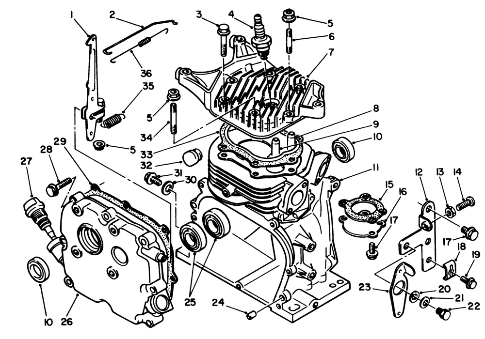 Crankcase Assembly Diagram and Parts List for 58410 7000001 - 7999999 Toro Edger