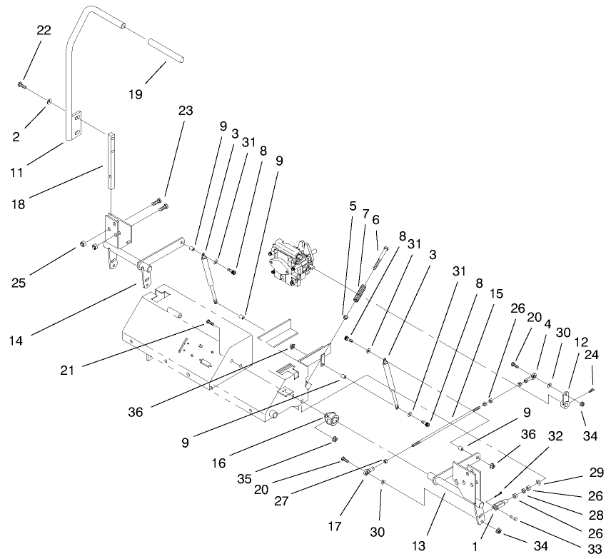 Hydraulic System Assembly Diagram and Parts List for 74212 (200000001-200999999)(2000) Toro Lawn Mower