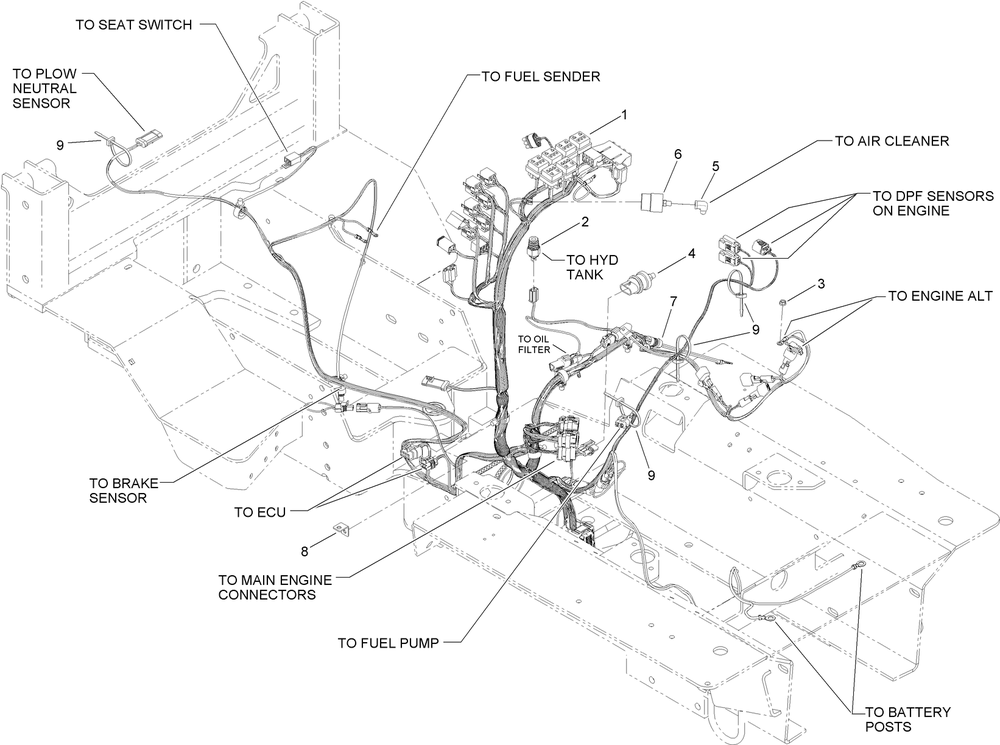 Electrical Assembly Diagram and Parts List for 25403 400000000 - 401399999 Toro Lawn Tractor Accessories