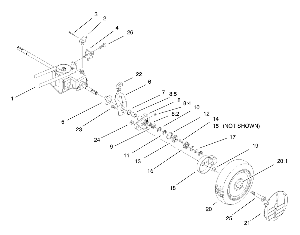 Rear Axle Assembly Diagram and Parts List for 20787 8900001 - 8999999 Toro Lawn Mower