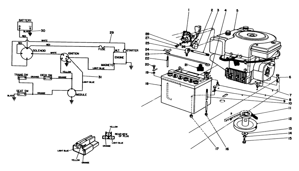 Engine Assembly Diagram and Parts List for 56155 4000001 - 4999999 Toro Lawn Tractor