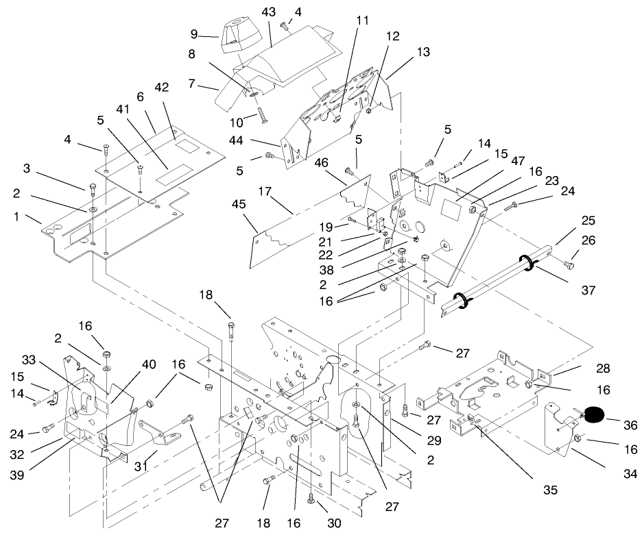 Hoodstand, Console Diagram and Parts List for 73502 7900001 - 7999999 Toro Lawn Tractor
