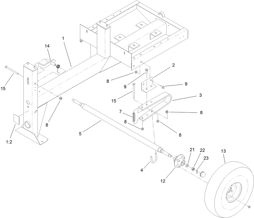 Frame And Axle Assembly Diagram and Parts List for 68024 402100000 - 404319999 Toro Cement Mixer