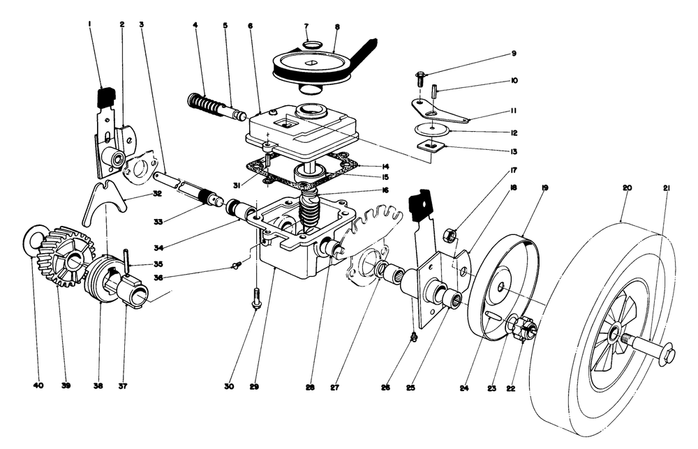 Gear Case Assembly Diagram and Parts List for 16870 2000001 - 2999999 Toro Lawn Mower