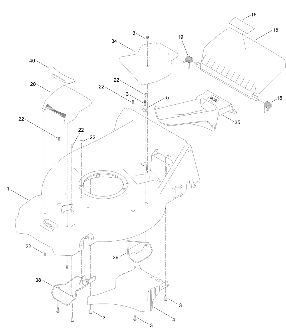 Housing Assembly Diagram and Parts List for 21563 412700000 - 999999999 Toro Lawn Mower