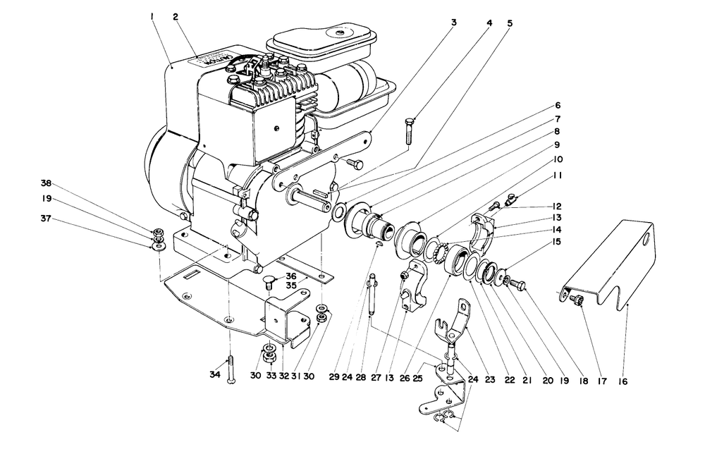 Engine Assembly Diagram and Parts List for 10121 3000001 - 3999999 Toro Lawn Mower