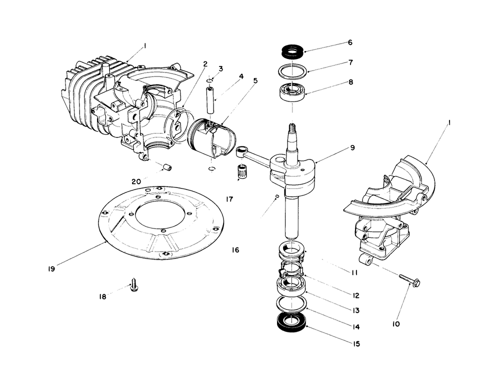 Crankshaft Assembly (Model No. 47pk9-1) Diagram and Parts List for 20680 0000001 - 0999999 Toro Lawn Mower