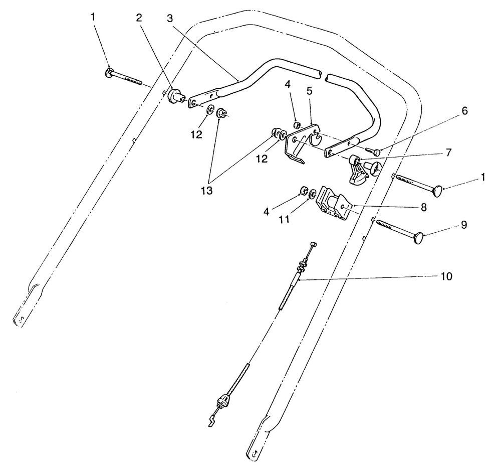 Traction Control Assembly Diagram and Parts List for 26625B 1000001 - 1999999 Toro Lawn Mower