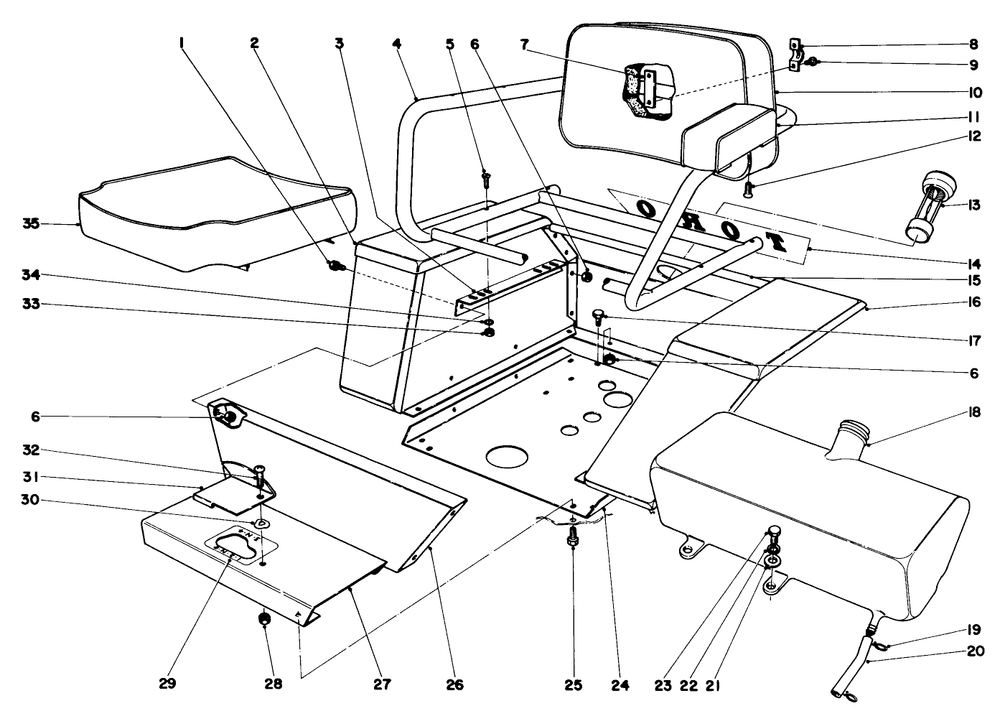 Seat And Fender Assembly Diagram and Parts List for 55302 9000001 - 9999999 Toro Lawn Tractor