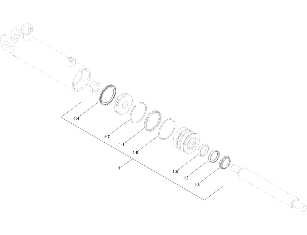 Hydraulic Cylinder Assembly No. 132-5741 Diagram and Parts List for 23803 400000000 - 999999999 Toro Lawn Tractor Accessories