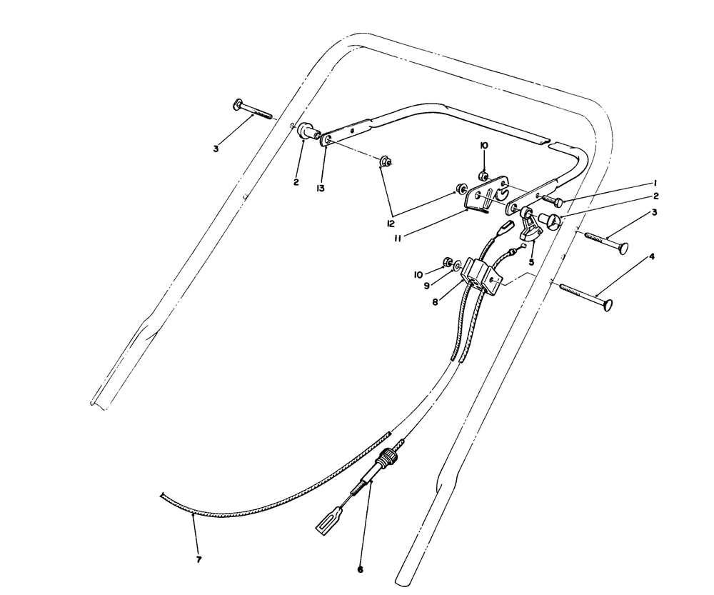 Traction Control Assembly Diagram and Parts List for 20668 1000001 - 1999999 Toro Lawn Mower