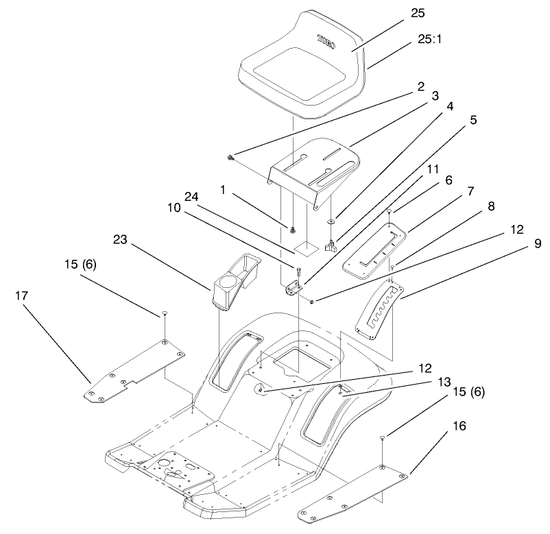 Seat Assembly Diagram and Parts List for 71218 7900001 - 7999999 Toro Lawn Tractor