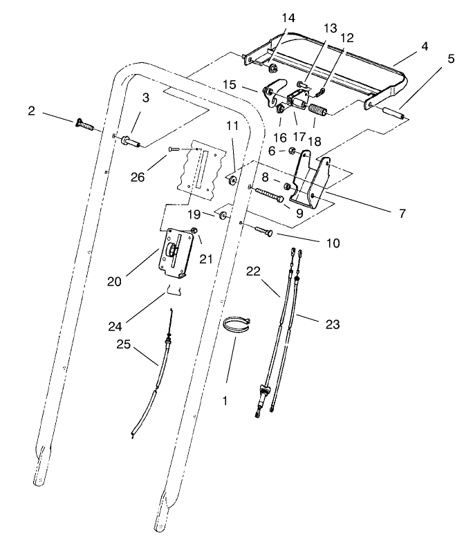 Traction Control Assembly Diagram and Parts List for 22142 7900001 - 7999999 Toro Lawn Mower