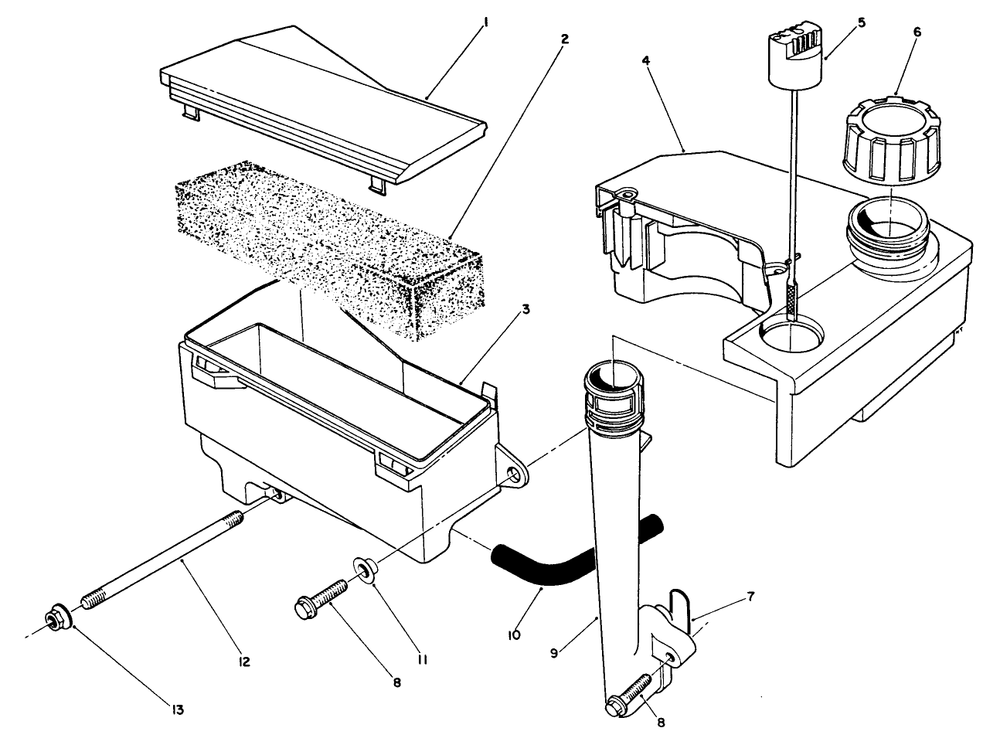Air Cleaner & Fuel Tank Assembly (Engine Model No. Vml0-3) Diagram and Parts List for 26626 1000001 - 1999999 Toro Lawn Mower