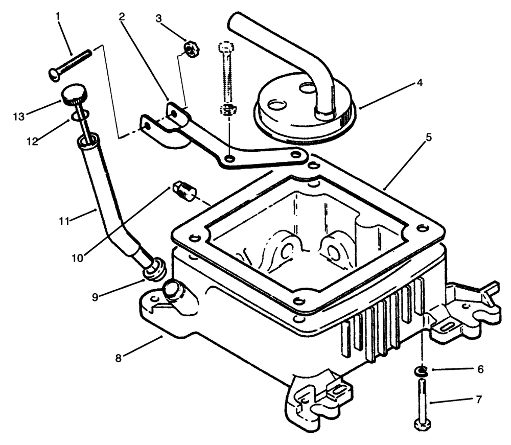Oil Fill Tube, Bracket & Base Diagram and Parts List for 73520 4900001 - 4999999 Toro Lawn Tractor