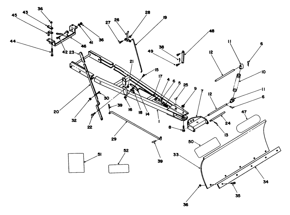 Frame & Blade Assembly Diagram and Parts List for 06-48BC03 2000001 - 2999999 Toro Snow Blower