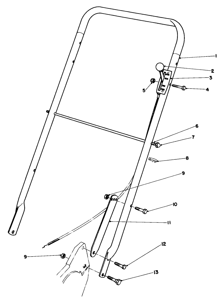 Handle Assembly (Model 22030) Diagram and Parts List for 22030 5000001 - 5999999 Toro Lawn Mower