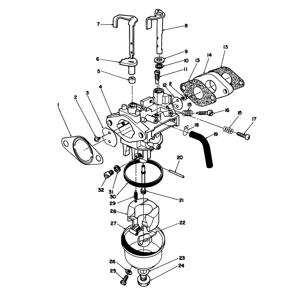 Carburetor Assembly (Model No. Vml0-2) Diagram and Parts List for 20211 1000001 - 1999999 Toro Lawn Mower