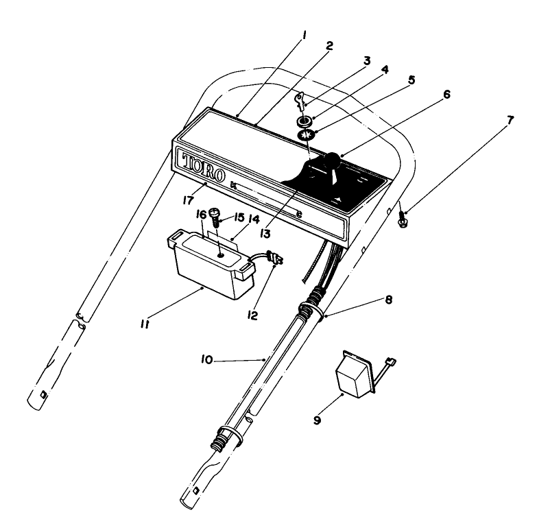 Control Panel Assembly Diagram and Parts List for 20574 3000001 - 3999999 Toro Lawn Mower