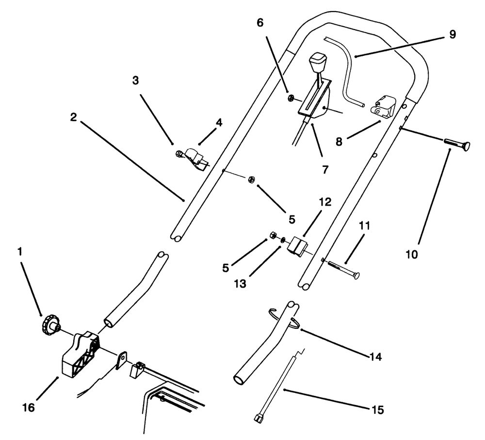 Handle Assembly (Model No. 20904bc Only) Diagram and Parts List for 20904BC 5900001 - 5999999 Toro Lawn Mower