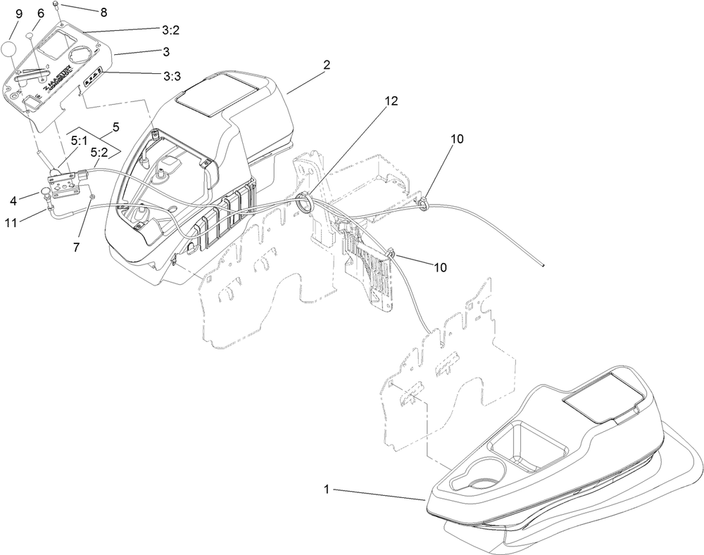 Fender, Console And Control Assembly Diagram and Parts List for 74960CP (311000001-311999999)(2011) Toro Lawn Mower