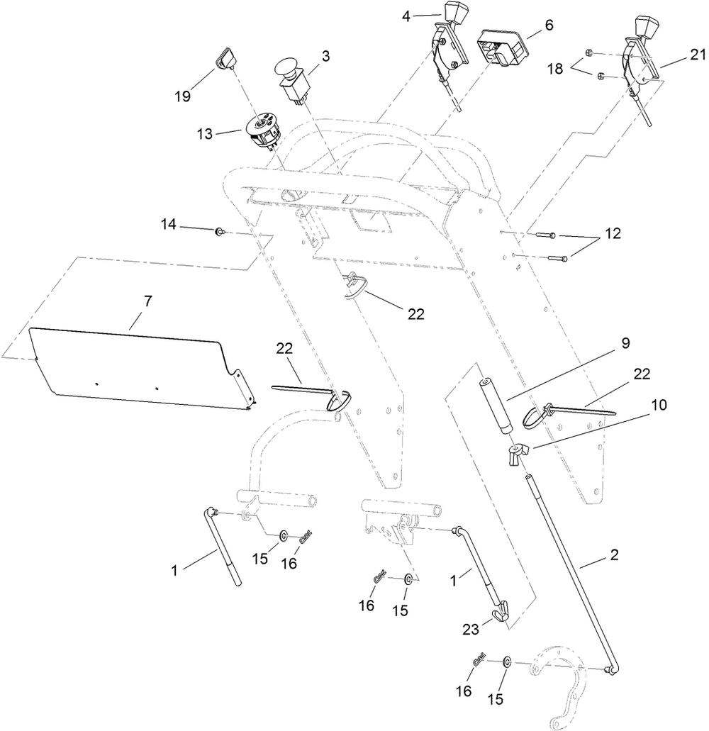 Control Panel Assembly Diagram and Parts List for 39488 (312000001-312999999)(2012) Toro Lawn Mower