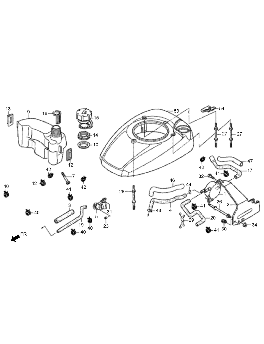 Fuel Tank And Fuel Pump Assembly Diagram and Parts List for 02610 410200000-999999999 Toro Lawn Mower