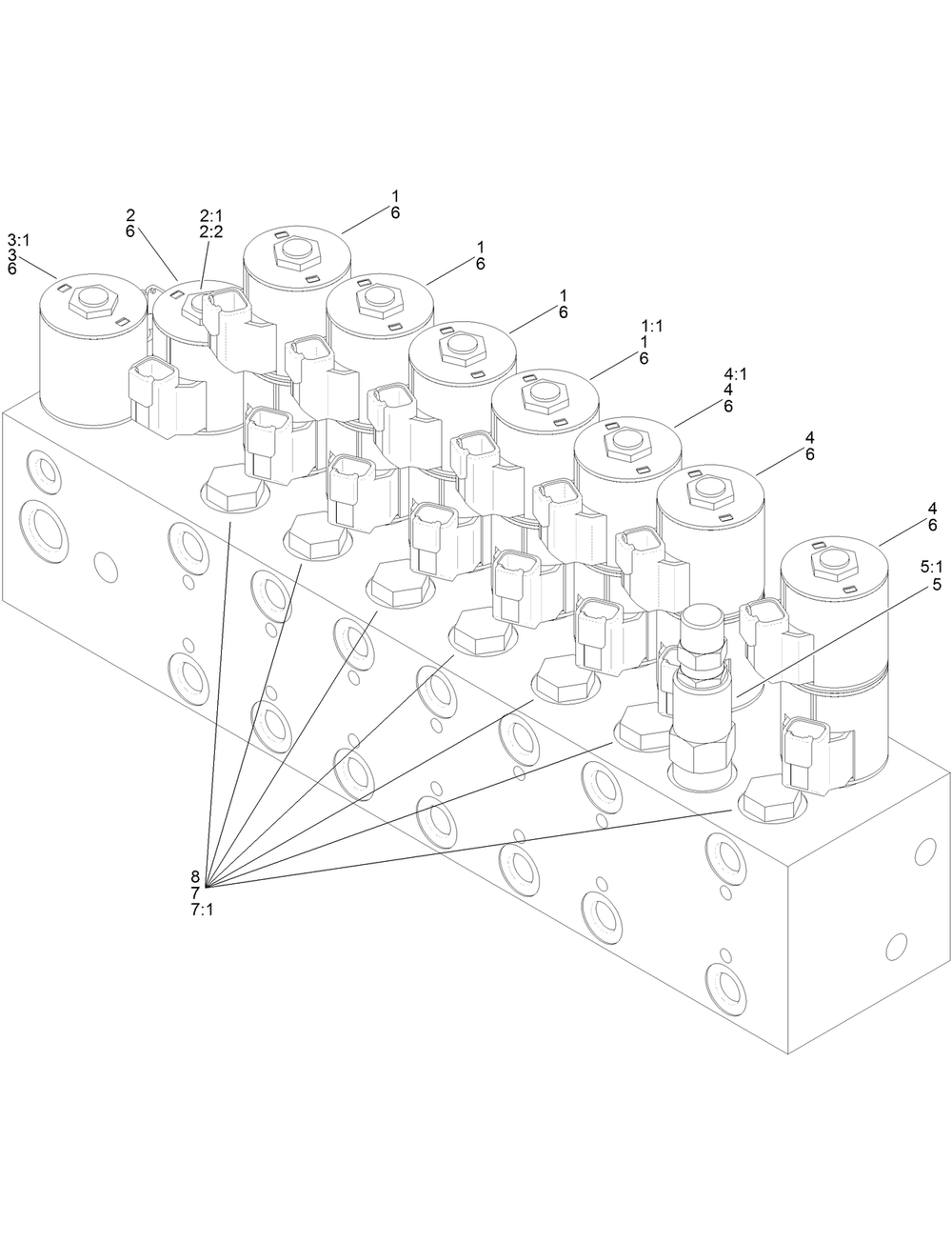 9 Section Hydraulic Valve Assembly No. Au111494 Diagram and Parts List for 23898 400000000 - 999999999 Toro Lawn Tractor Accessories
