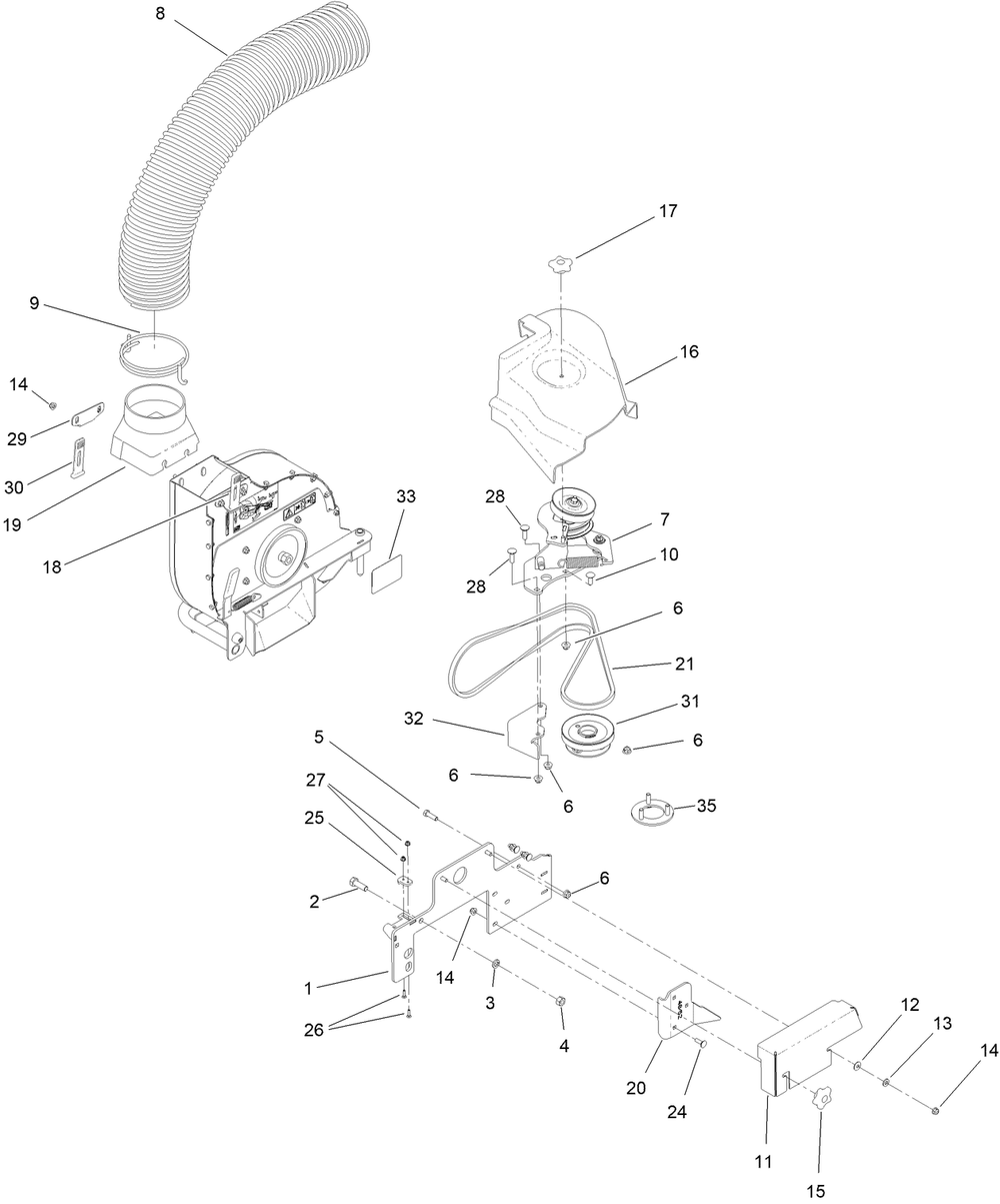 Blower Drive Assembly Diagram and Parts List for 78526 416500000 - 417029999 Toro Lawn Tractor Accessories