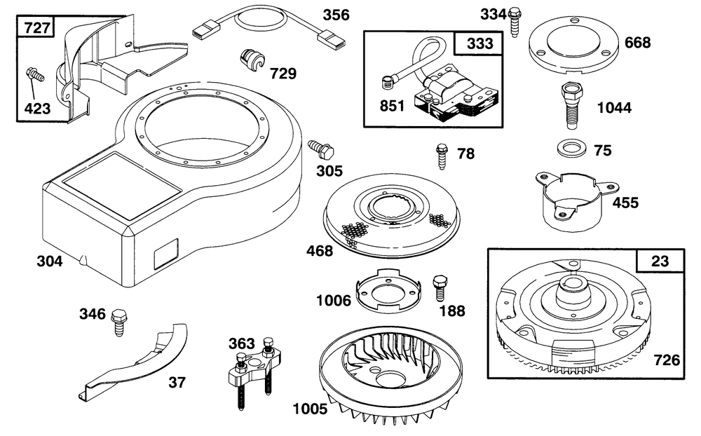 Engine Briggs & Stratton Model 283707-0156-01 Diagram and Parts List for 71182 5910001 - 5999999 Toro Lawn Tractor
