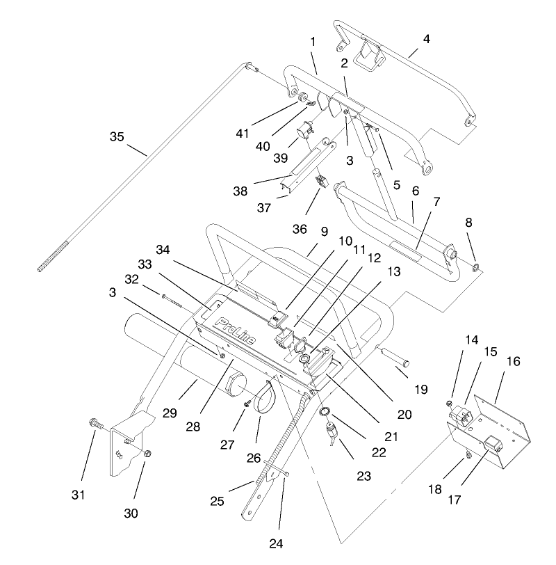 Handle And Control Panel Assembly Diagram and Parts List for 30159 790001 - 795100 Toro Lawn Tractor Accessories