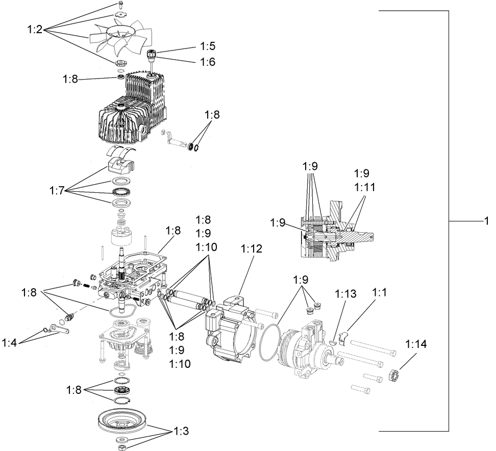 Lh Hydro Assembly Diagram and Parts List for 74955CP (290000001-290999999)(2009) Toro Lawn Mower