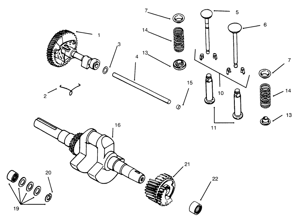 Camshaft, Crankshaft And Valves Diagram and Parts List for 73402 6900001 - 6999999 Toro Lawn Tractor