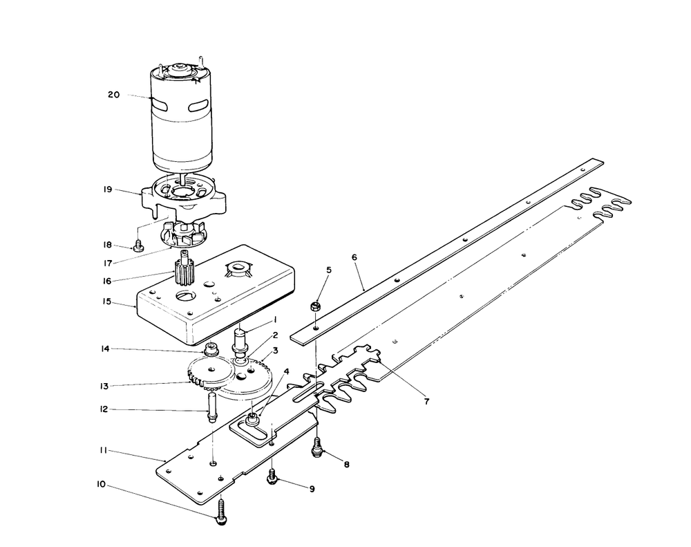 Gear Box And Blade Assembly Diagram and Parts List for 51730 1000001 - 1999999 Toro Trimmer