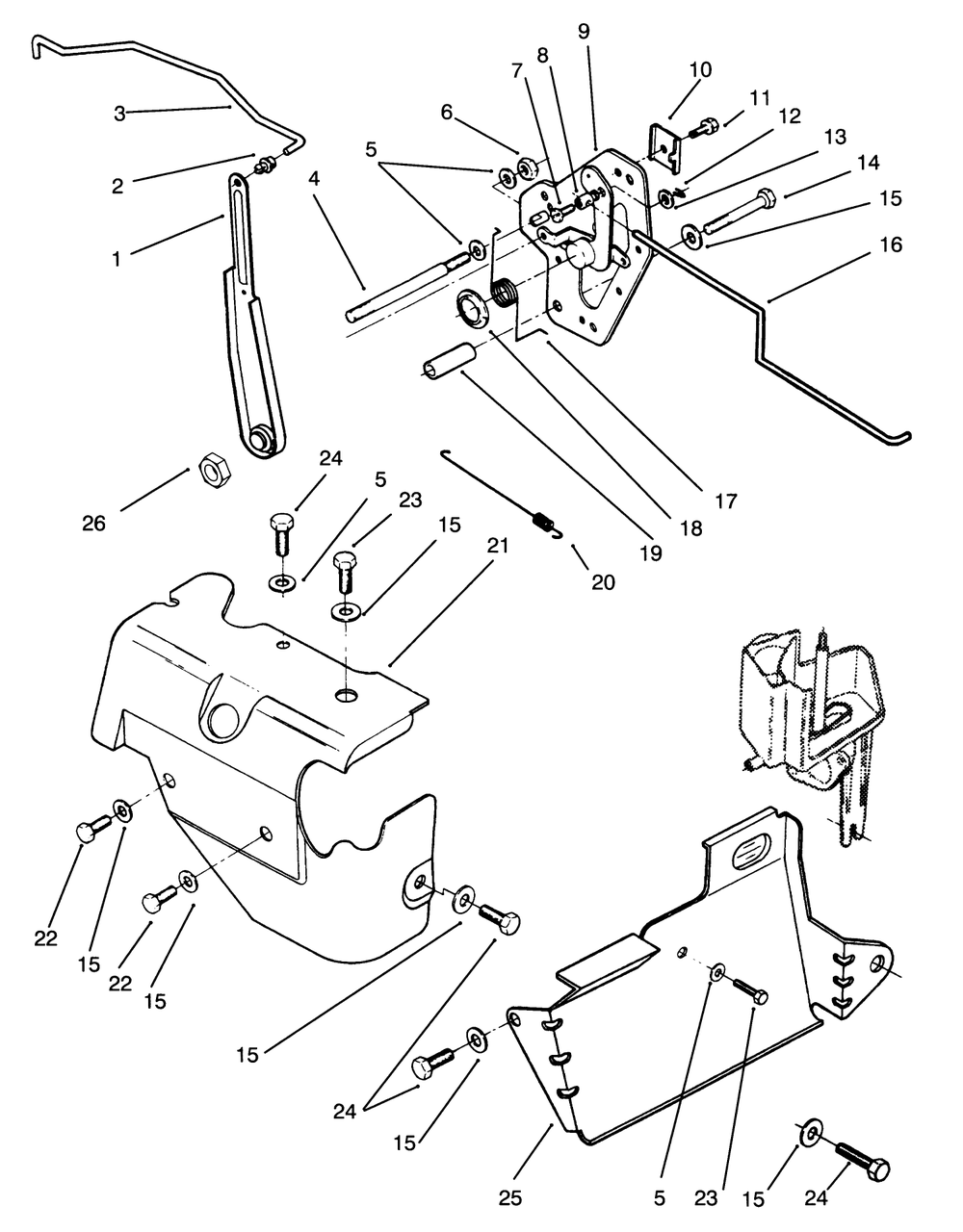 Governor Linkage & Cover Assembly Diagram and Parts List for 72040 3900001 - 3999999 Toro Lawn Tractor