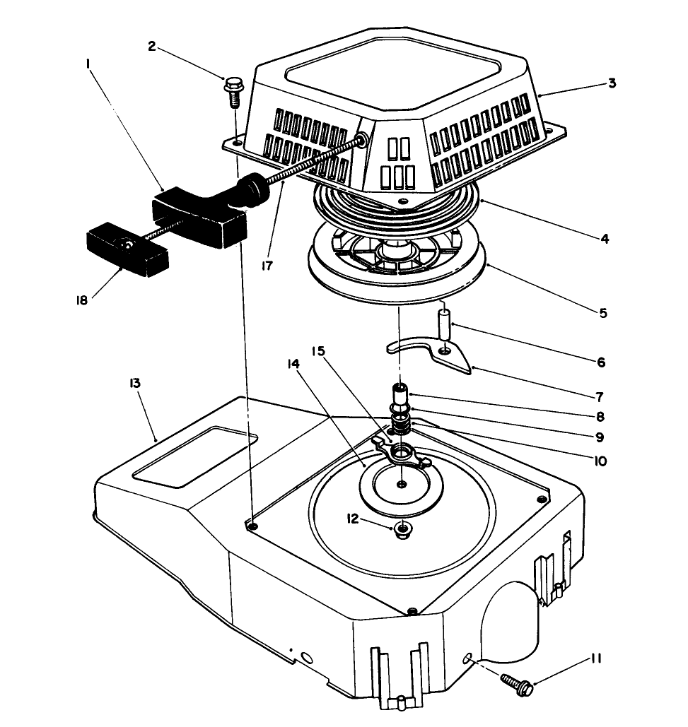 Recoil Assembly (Engine Model No. Vmj8) Diagram and Parts List for 26622 9000001 - 9999999 Toro Lawn Mower