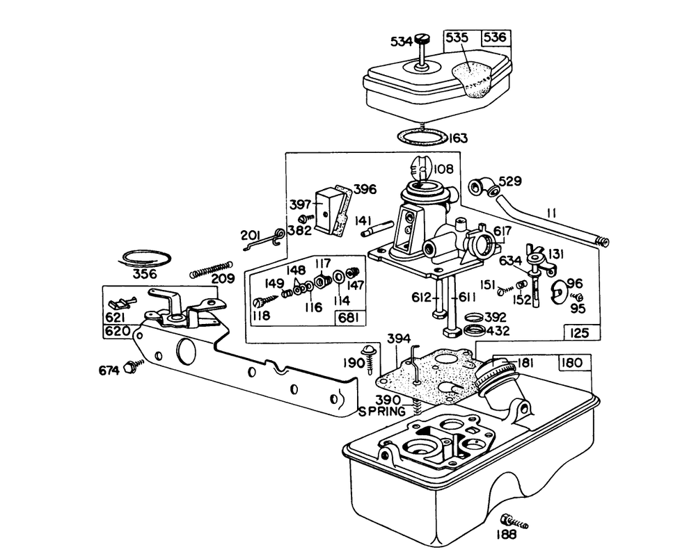 Carburetor Assembly Model 390065 For 21" Hand Propelled Model 16113 For 21" Self-Propelled Model 16277 Diagram and Parts List for 16277 7000001 - 7999999 Toro Lawn Mower