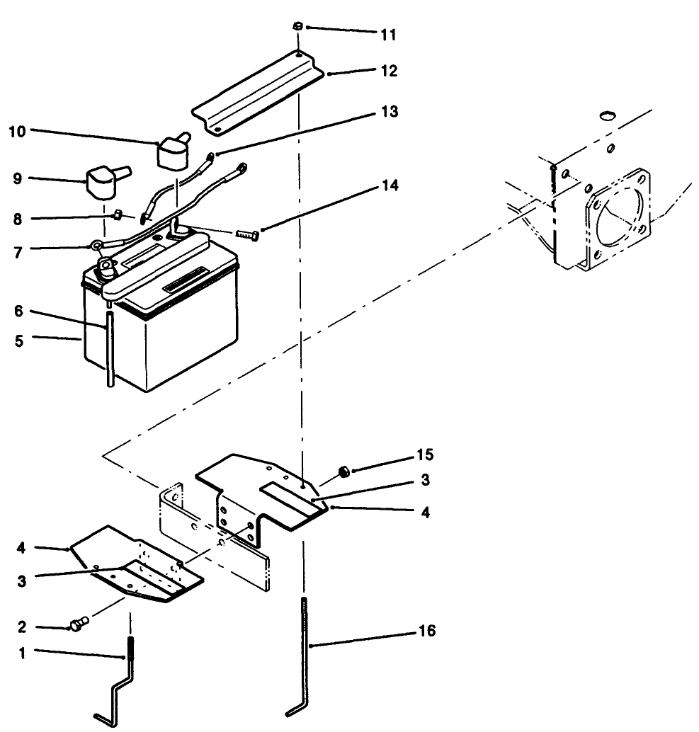 Battery Assembly Diagram and Parts List for 30190 10000001 - 19999999 Toro Lawn Tractor Accessories